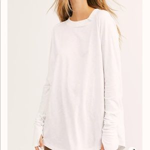 NWT Free People Arden White Long Sleeve tee